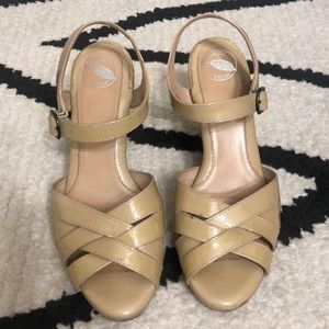 Nurture Beige Heeled Dress Sandals 7M